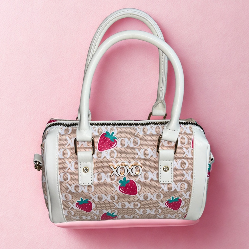 NWT XOXO | White & Tan Strawberry Satchel Bag